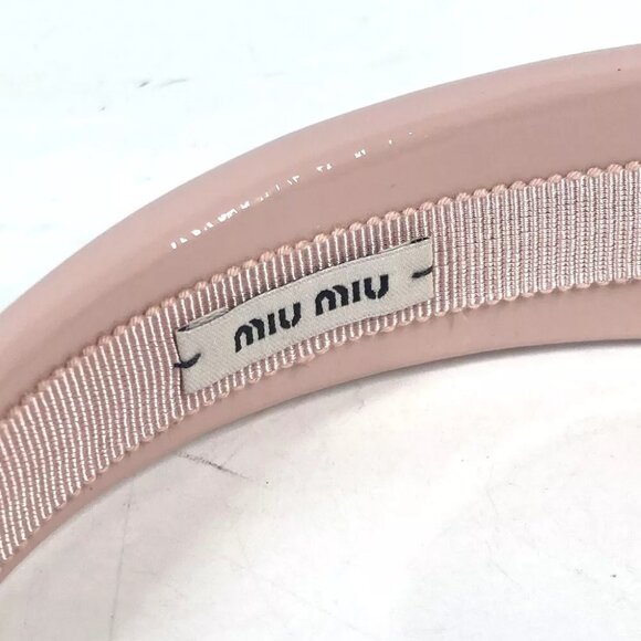 MIUMIU 5IH025 logo Hair band head band Katyusha enamel pink - Picture 9 of 16